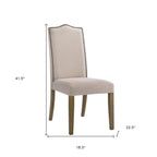 Cream and Brown Linen Dining Parsons Chair