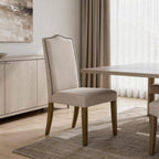 Cream and Brown Linen Dining Parsons Chair