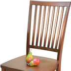 Chestnut Solid Wood Slat Back Dining Side Chair