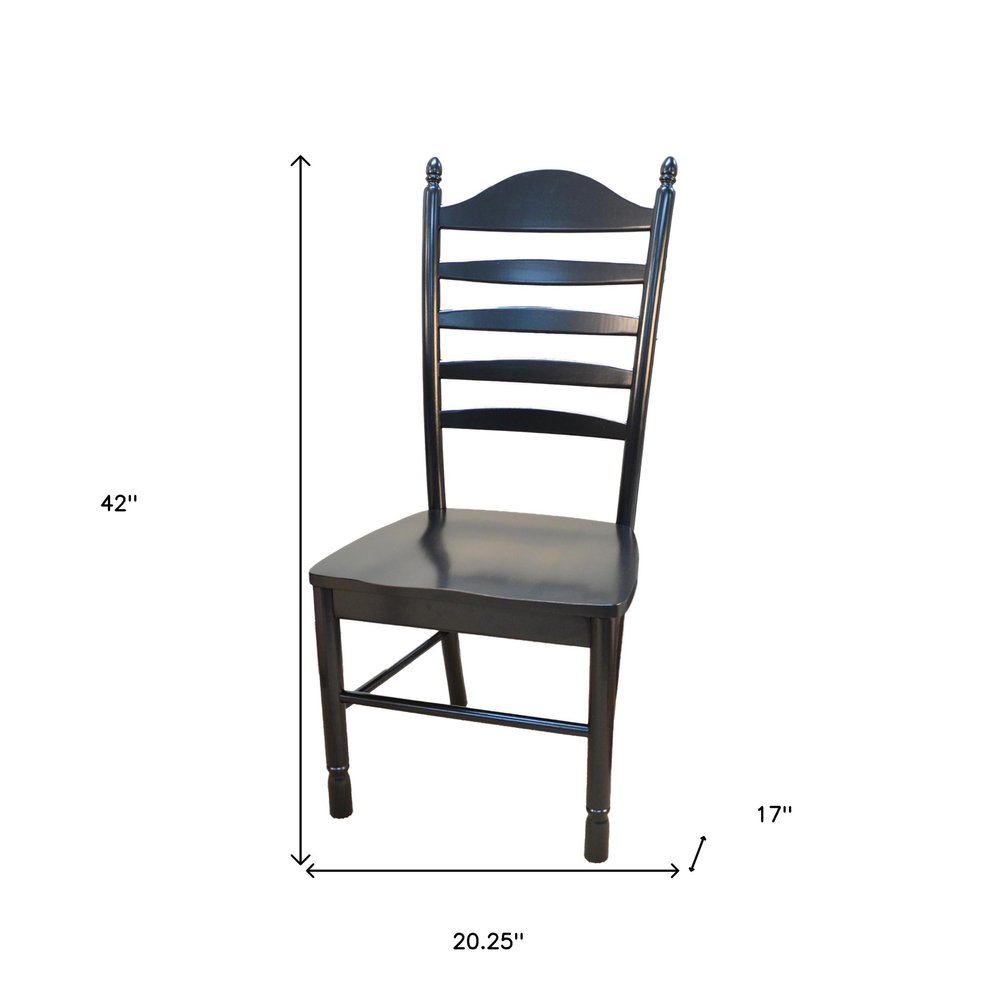 Black Solid Wood Ladder Back Dining Side Chair