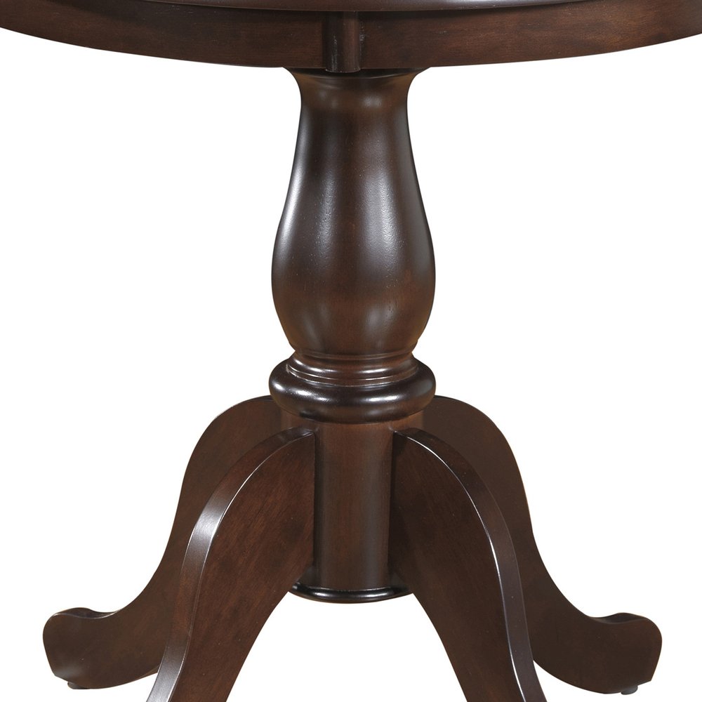 30" Black Rounded Solid Manufactured Wood And Solid Wood Pedestal Base Dining Table