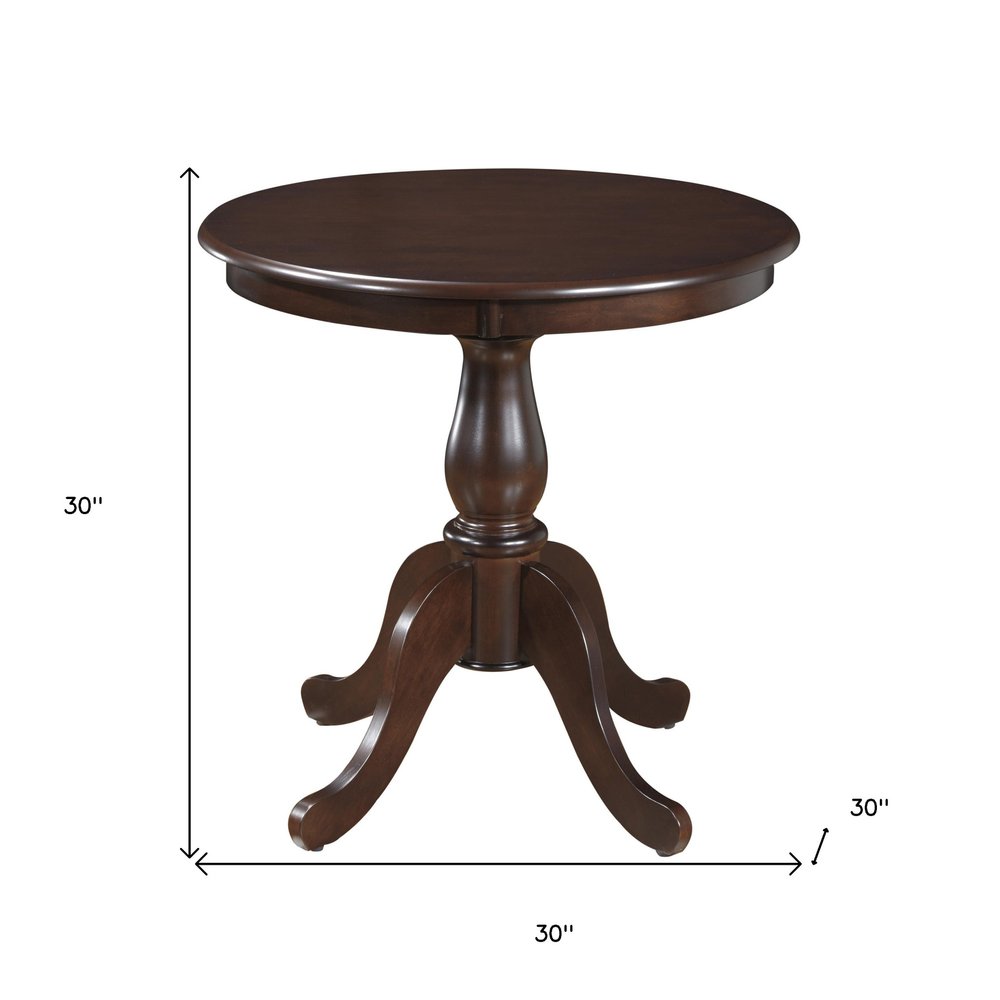 30" Black Rounded Solid Manufactured Wood And Solid Wood Pedestal Base Dining Table
