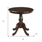 30" Black Rounded Solid Manufactured Wood And Solid Wood Pedestal Base Dining Table