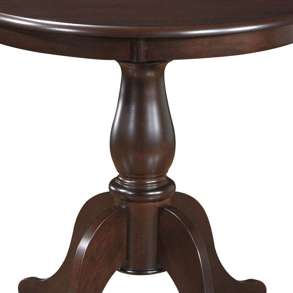 30" Black Rounded Solid Manufactured Wood And Solid Wood Pedestal Base Dining Table