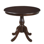 36" Black Rounded Solid Manufactured Wood And Solid Wood Pedestal Base Dining Table