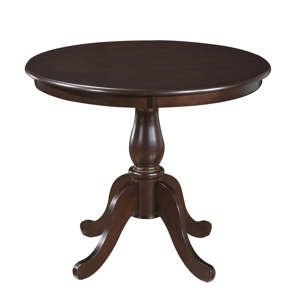 36" Black Rounded Solid Manufactured Wood And Solid Wood Pedestal Base Dining Table