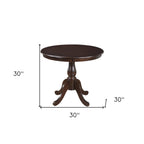 36" Black Rounded Solid Manufactured Wood And Solid Wood Pedestal Base Dining Table