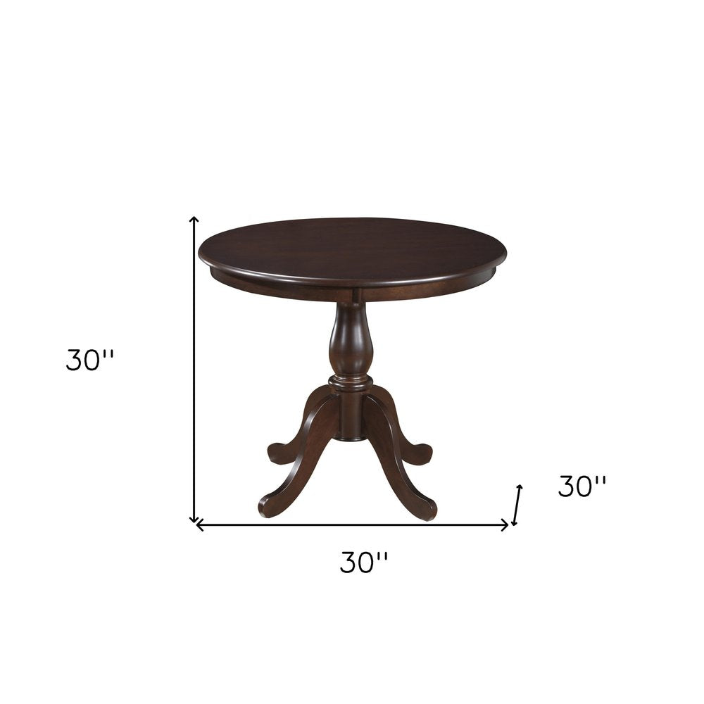 36" Black Rounded Solid Manufactured Wood And Solid Wood Pedestal Base Dining Table