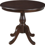 36" Black Rounded Solid Manufactured Wood And Solid Wood Pedestal Base Dining Table