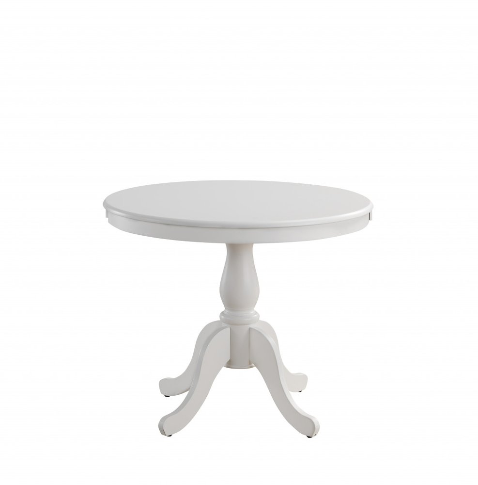 36" Black Rounded Solid Manufactured Wood And Solid Wood Pedestal Base Dining Table