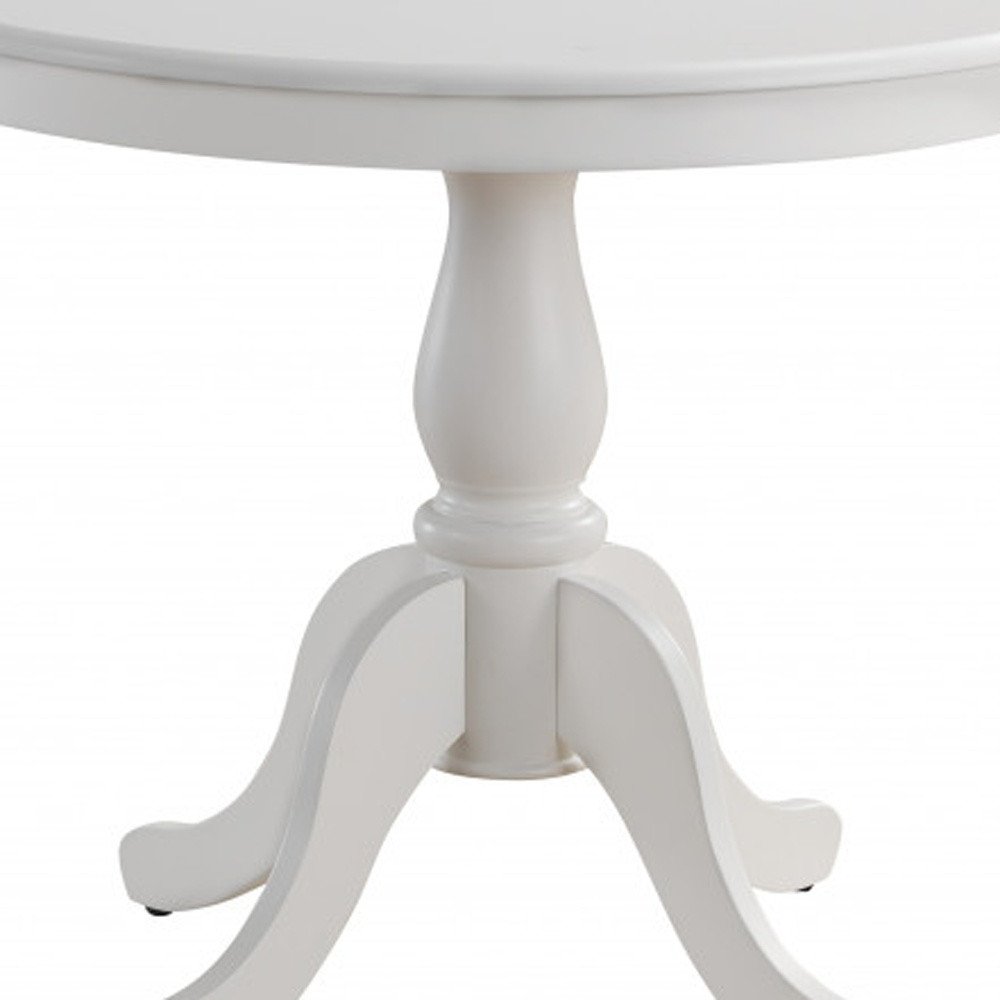 36" Black Rounded Solid Manufactured Wood And Solid Wood Pedestal Base Dining Table