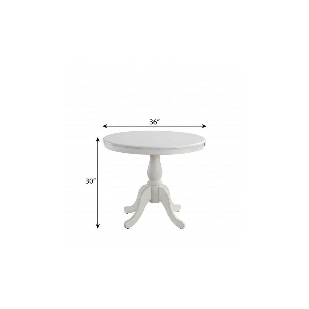 36" Black Rounded Solid Manufactured Wood And Solid Wood Pedestal Base Dining Table