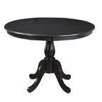 42" Black Wood Pedestal Base Round Top Dining Table
