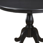 42" Black Wood Pedestal Base Round Top Dining Table