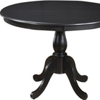 42" Black Wood Pedestal Base Round Top Dining Table