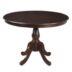 42" Black Wood Pedestal Base Round Top Dining Table