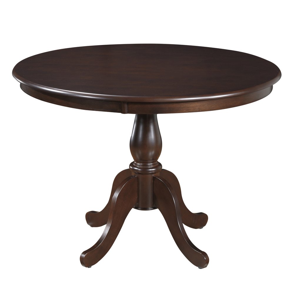 42" Black Wood Pedestal Base Round Top Dining Table