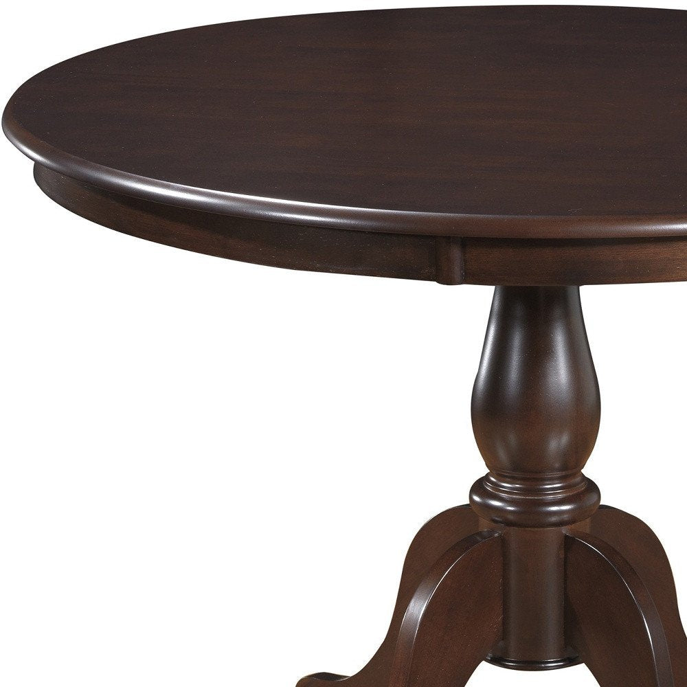 42" Black Wood Pedestal Base Round Top Dining Table