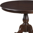 42" Black Wood Pedestal Base Round Top Dining Table