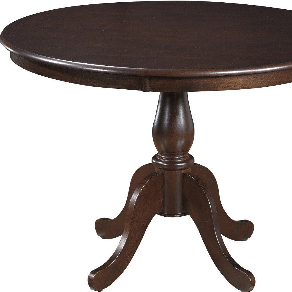 42" Black Wood Pedestal Base Round Top Dining Table