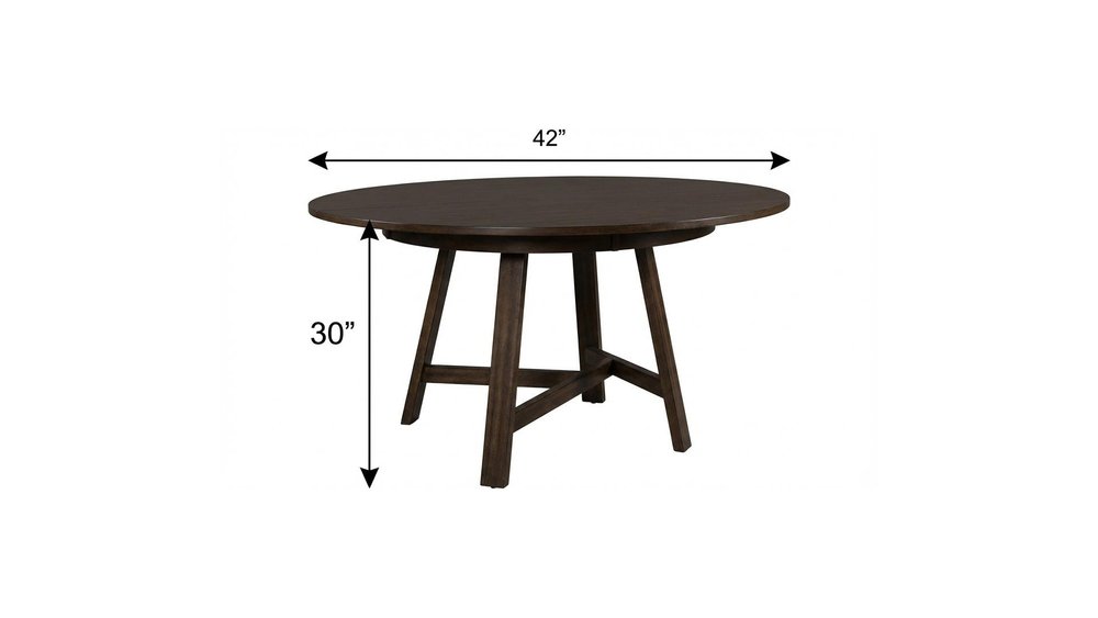 42" Black Wood Pedestal Base Round Top Dining Table