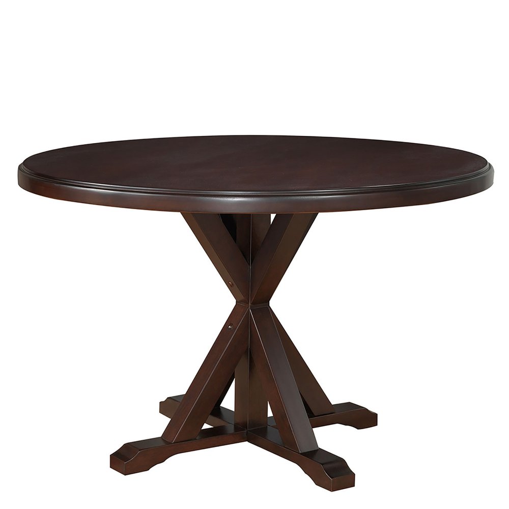 48" Black Wood Pedestal Base Round Top Dining Table