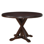 48" Black Wood Pedestal Base Round Top Dining Table