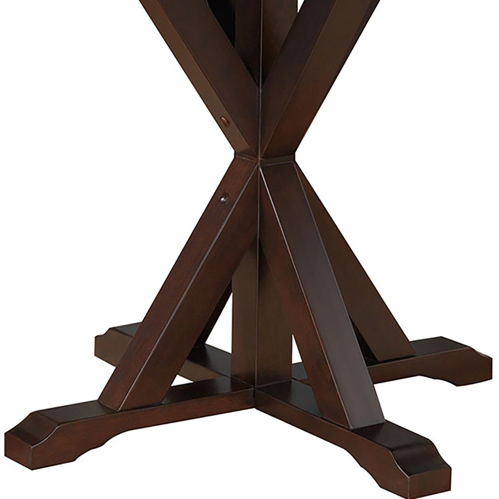 48" Black Wood Pedestal Base Round Top Dining Table