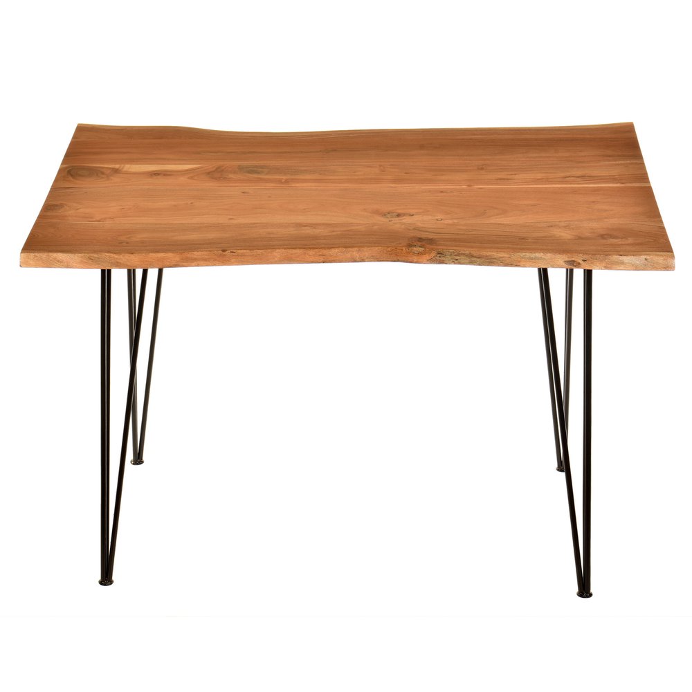 48" Brown And Gold Solid Wood And Iron Dining Table