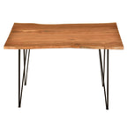 48" Brown And Gold Solid Wood And Iron Dining Table