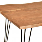 48" Brown And Gold Solid Wood And Iron Dining Table