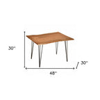 48" Brown And Gold Solid Wood And Iron Dining Table