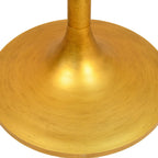30" Brown And Gold Rounded Solid Wood And Iron Pedestal Base Dining Table