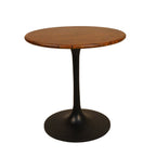 30" Brown And Gold Rounded Solid Wood And Iron Pedestal Base Dining Table