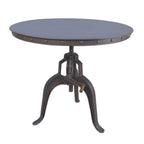 Adjustable Height Brown And Black Solid Wood And Iron Pedestal Base Round Top Dining Table