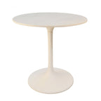 30" White And Black Rounded Marble And Iron Pedestal Base Dining Table