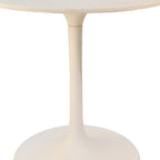 30" White And Black Rounded Marble And Iron Pedestal Base Dining Table