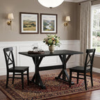 48" Black Solid Wood Trestle Base Dining Table