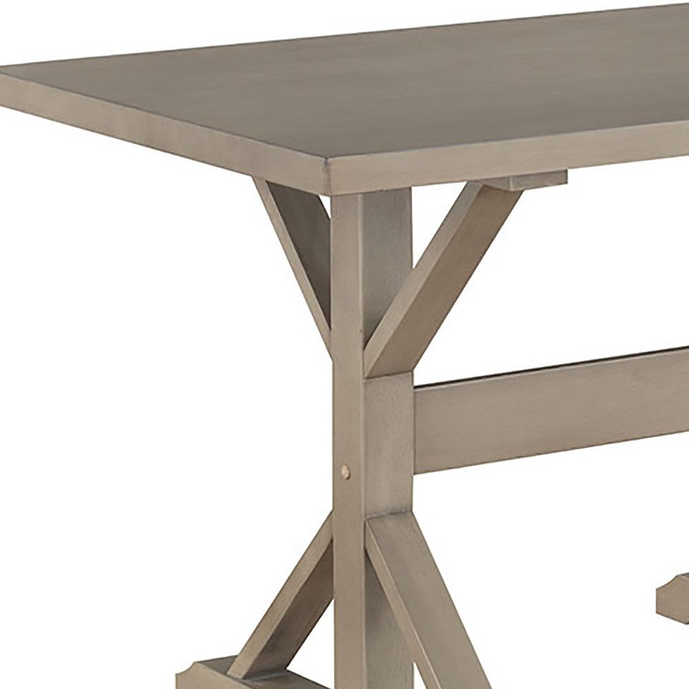 48" Black Solid Wood Trestle Base Dining Table