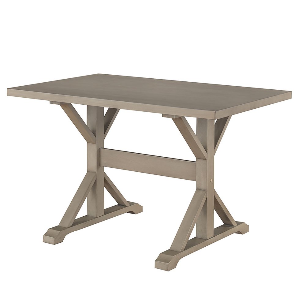 48" Black Solid Wood Trestle Base Dining Table