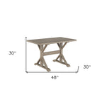 48" Black Solid Wood Trestle Base Dining Table