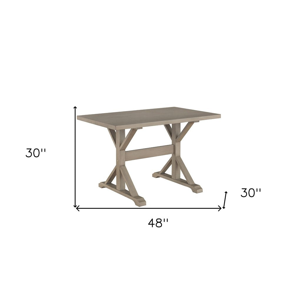 48" Black Solid Wood Trestle Base Dining Table