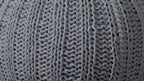 20" Black Cotton Round Pouf Ottoman