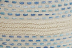 18" Natural And Ivory Cotton Blend Round Striped Pouf Ottoman