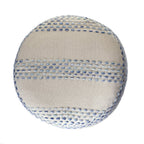 18" Natural And Ivory Cotton Blend Round Striped Pouf Ottoman