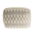 18" Beige Geometric Pouf Ottoman