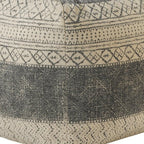 20" Cream Cotton Tribal Pouf Ottoman