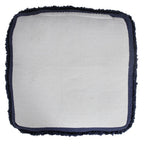 18" Blue Cotton Striped Pouf Ottoman
