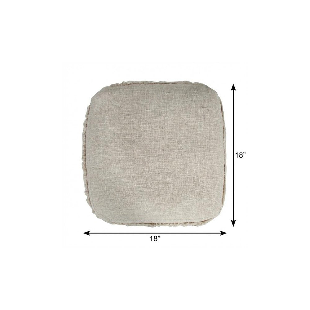 18" Blue Cotton Striped Pouf Ottoman