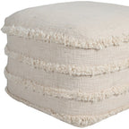 18" Blue Cotton Striped Pouf Ottoman